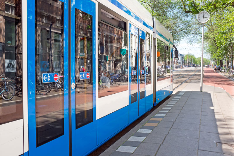 Um tram em Amsterdam
